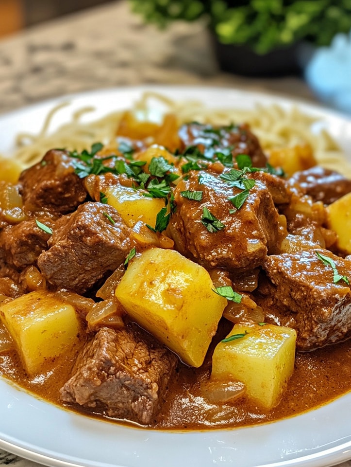 Cozy Beef Stew with Noodles & Potatoes