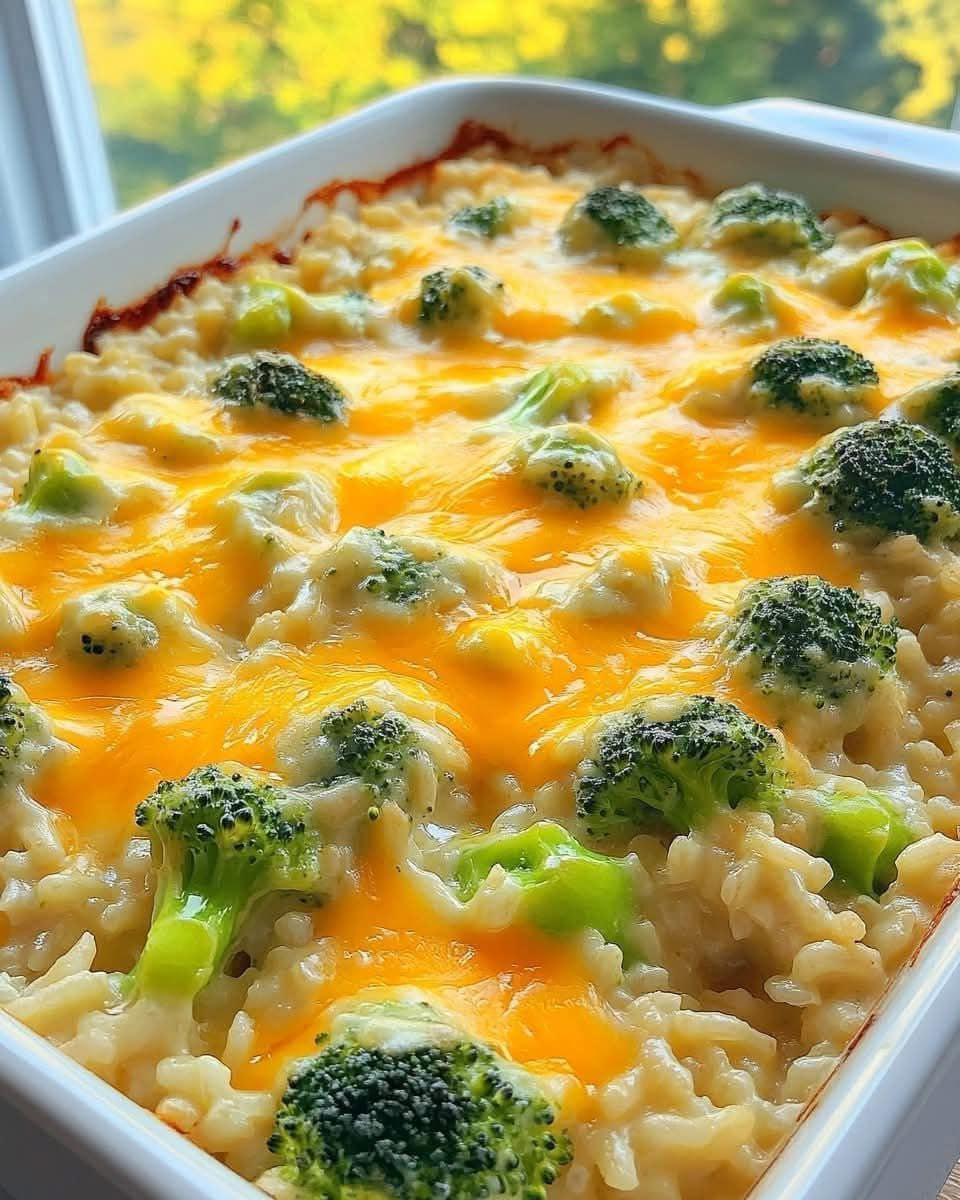 Cheesy Broccoli Rice Casserole – creamy, comforting, and loaded with flavor!