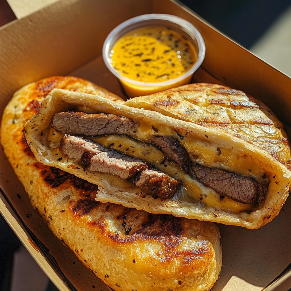 Juicy Grilled Steak on Cheesy Garlic Bread