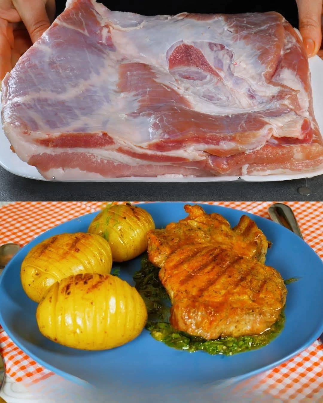 Roasted Pork Neck with Garlic and Orange Potatoes