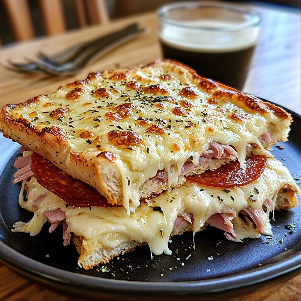 Cheesy Pepperoni & Ham Pizza Sandwich