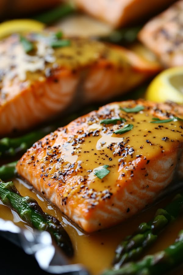 Honey Mustard Glazed Salmon with Asparagus!