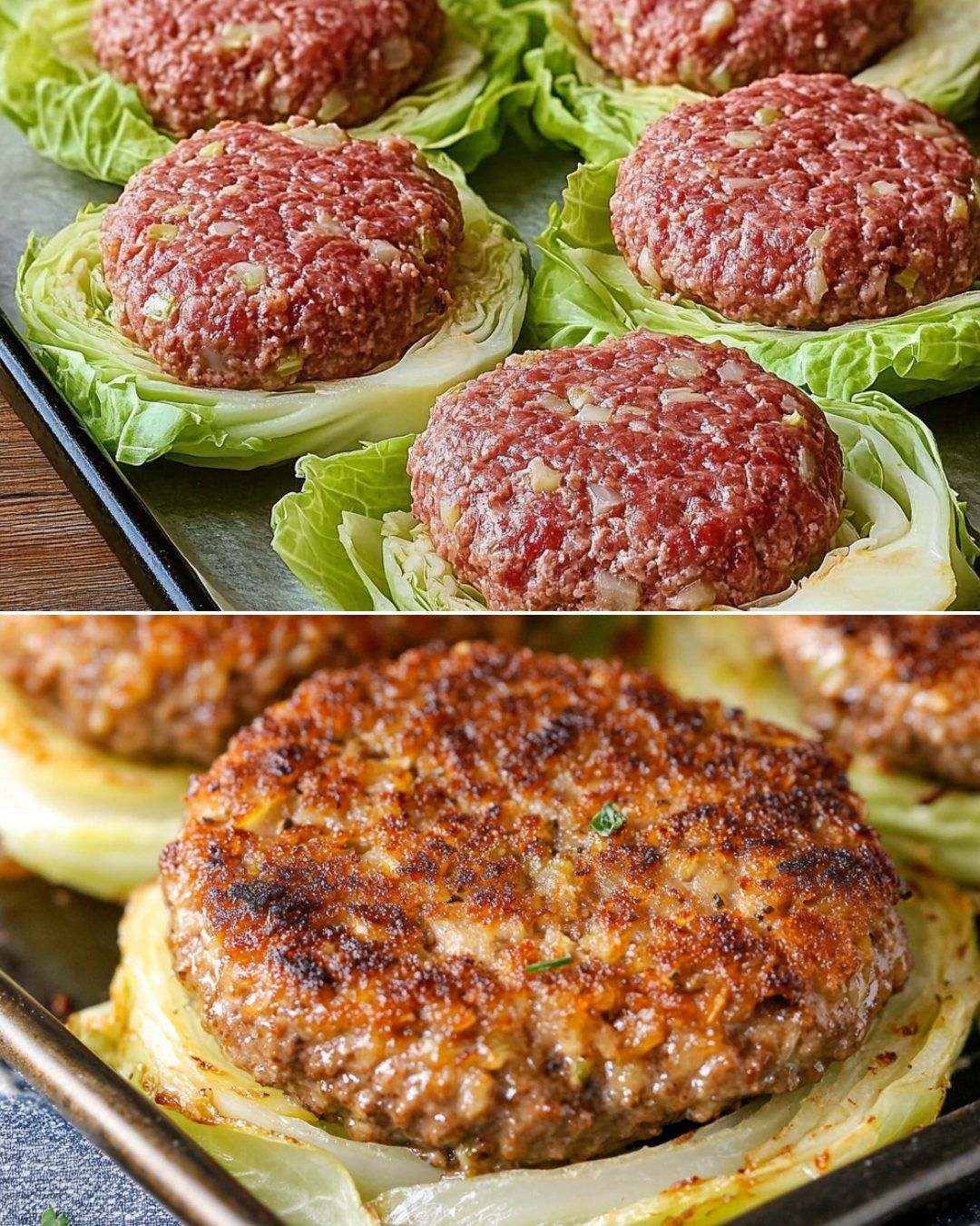 Baked Cabbage Nest Burgers