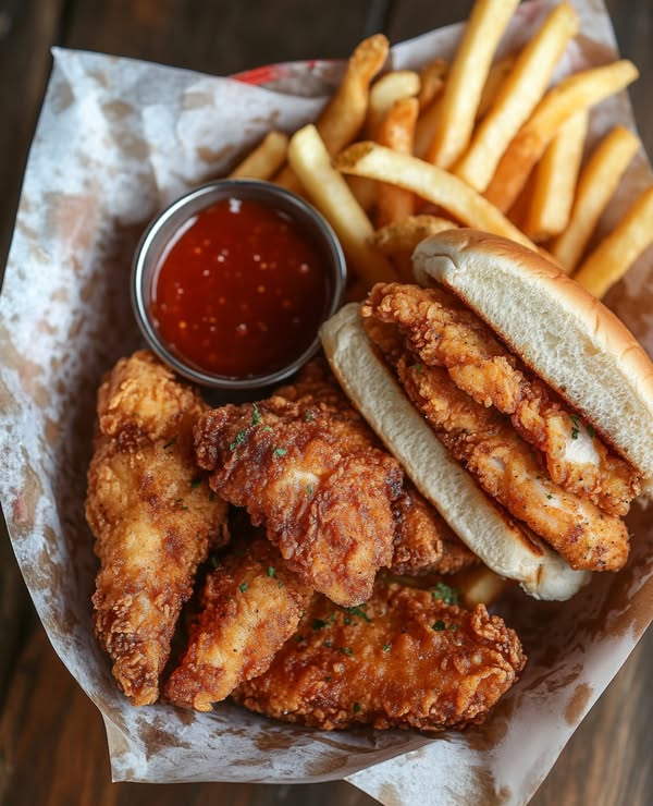 Crispy Chicken Tenders with Fries & Sweet Chili Sauce