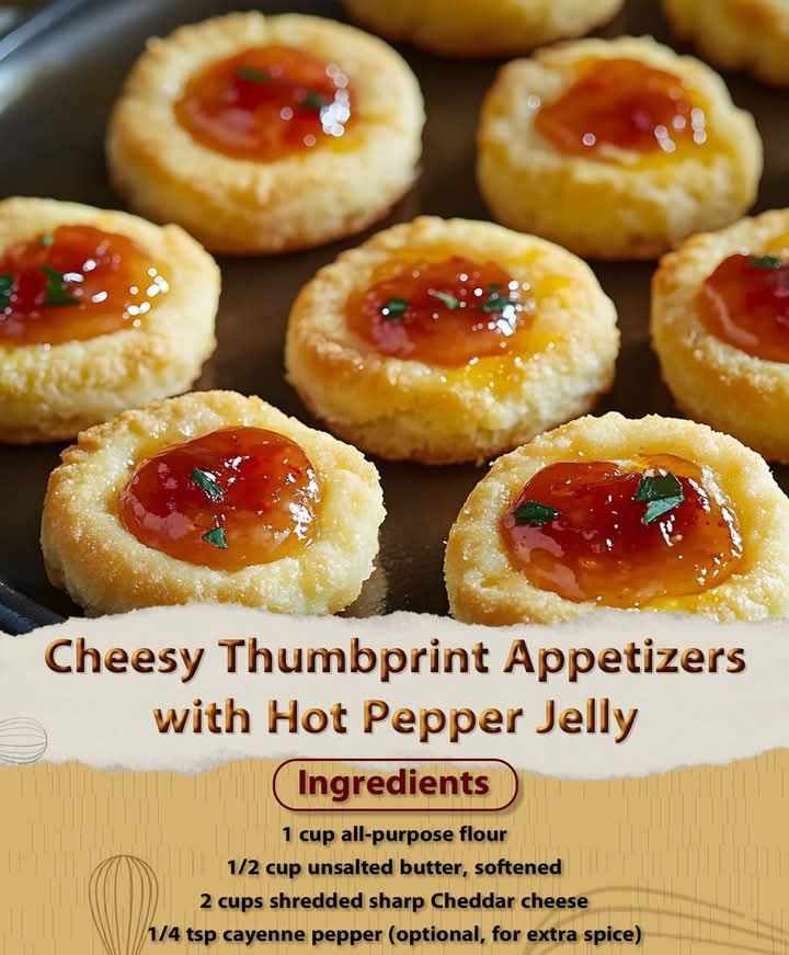 Cheesy Thumbprint Appetizers with Hot Pepper Jelly