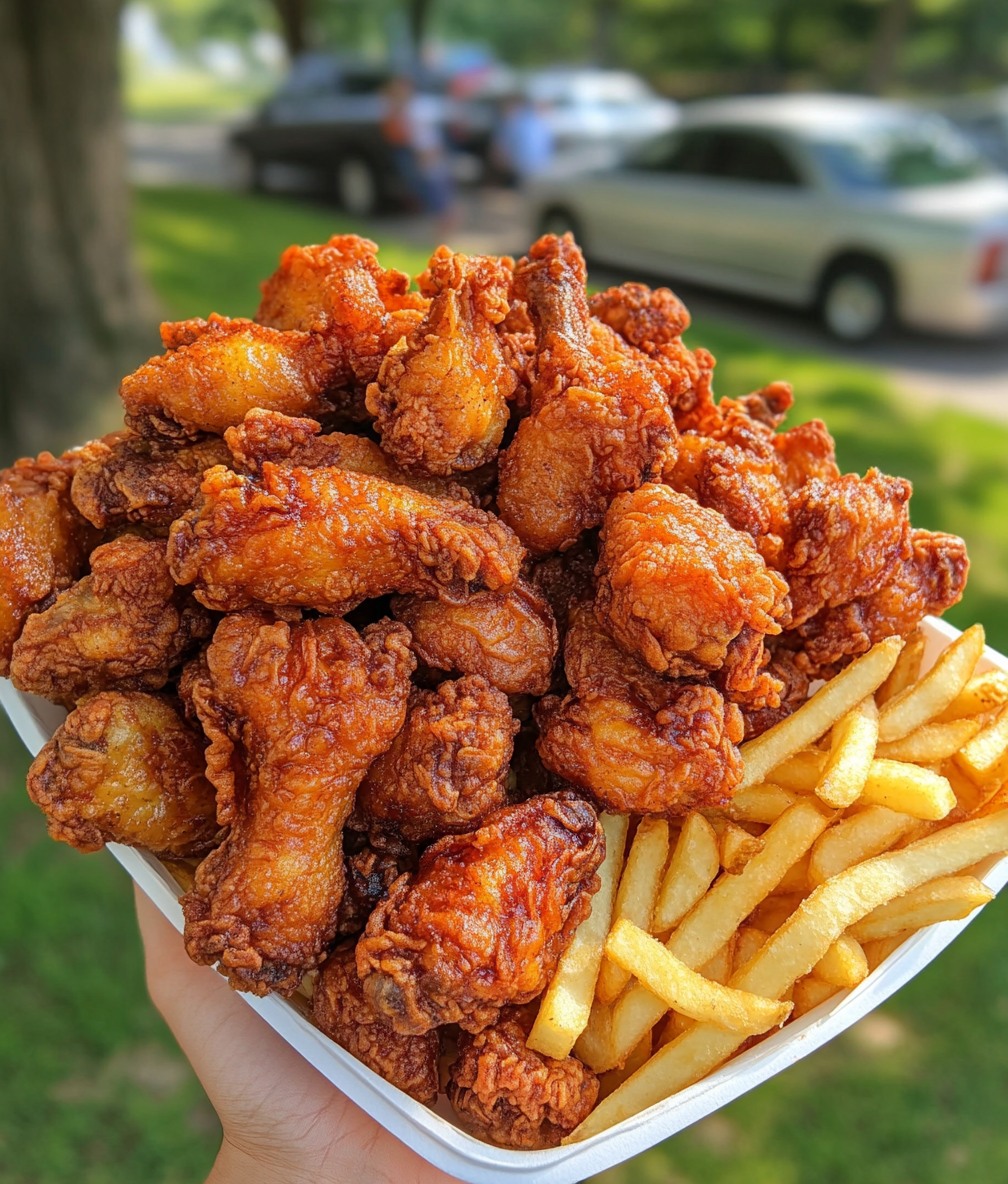 Crispy Honey BBQ Wings & Fries