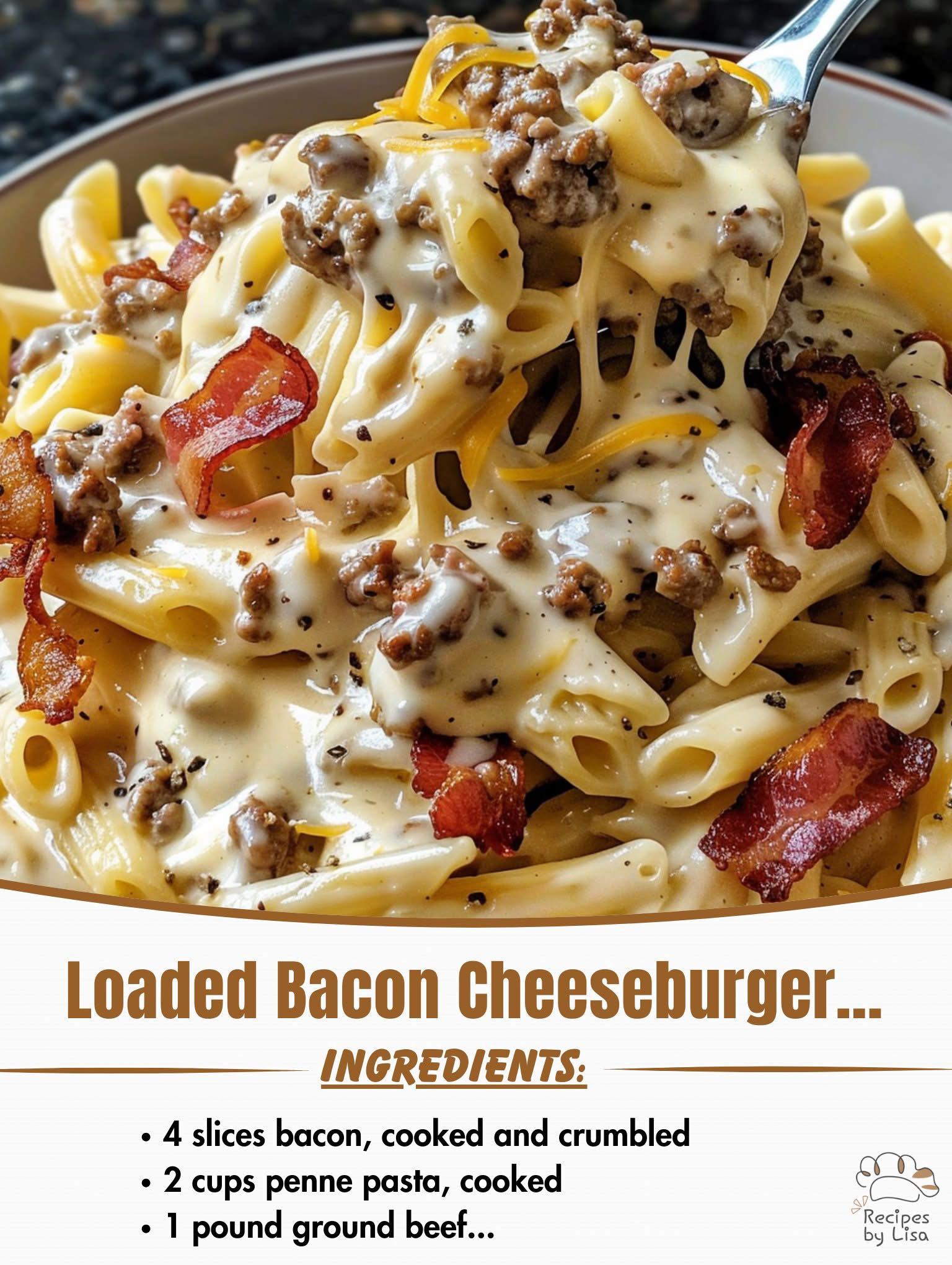 Loaded Bacon Cheeseburger Alfredo Pasta – The Best of Both Worlds!