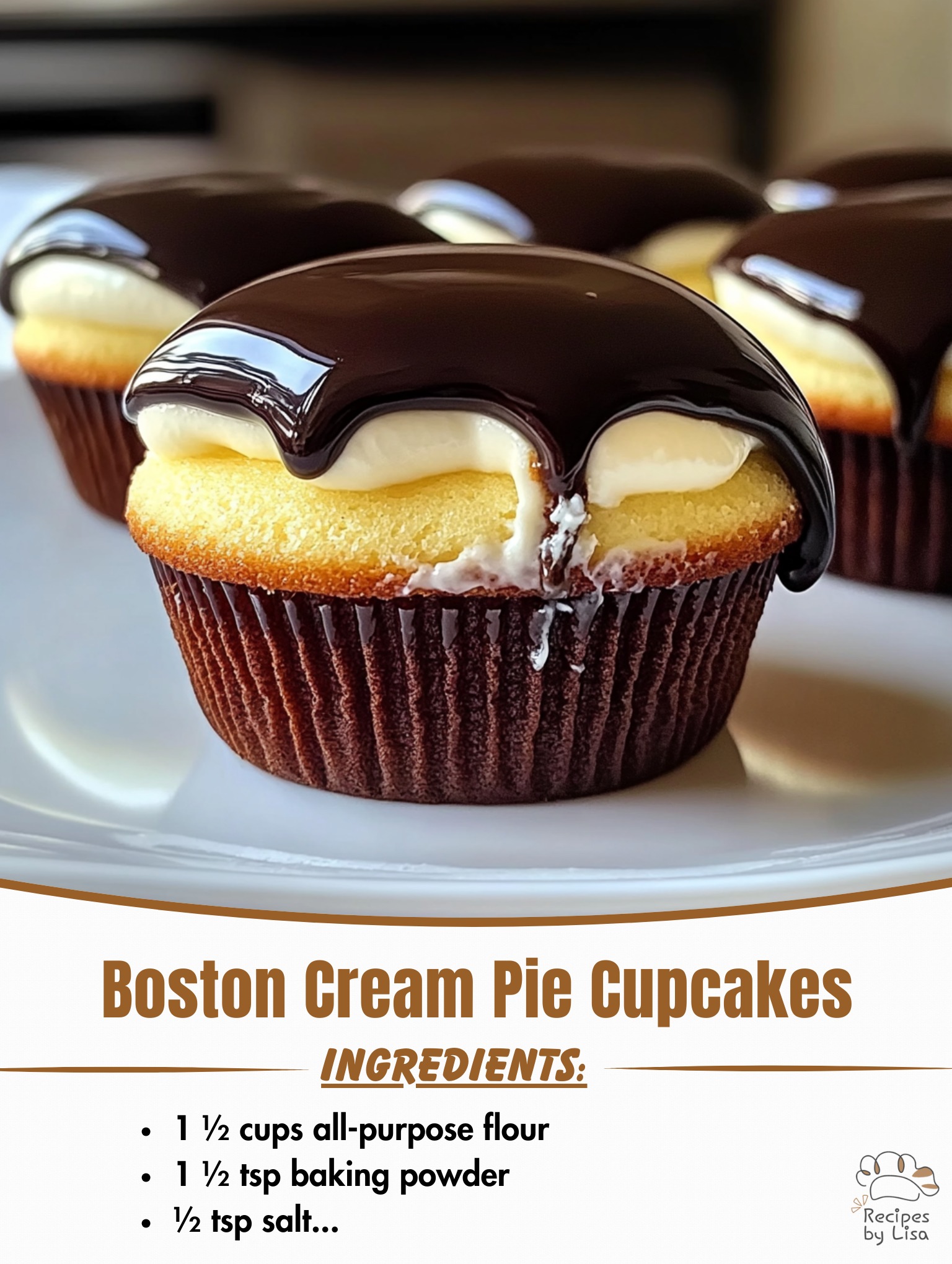 Boston Cream Pie Cupcakes – A Mini Version of a Classic!