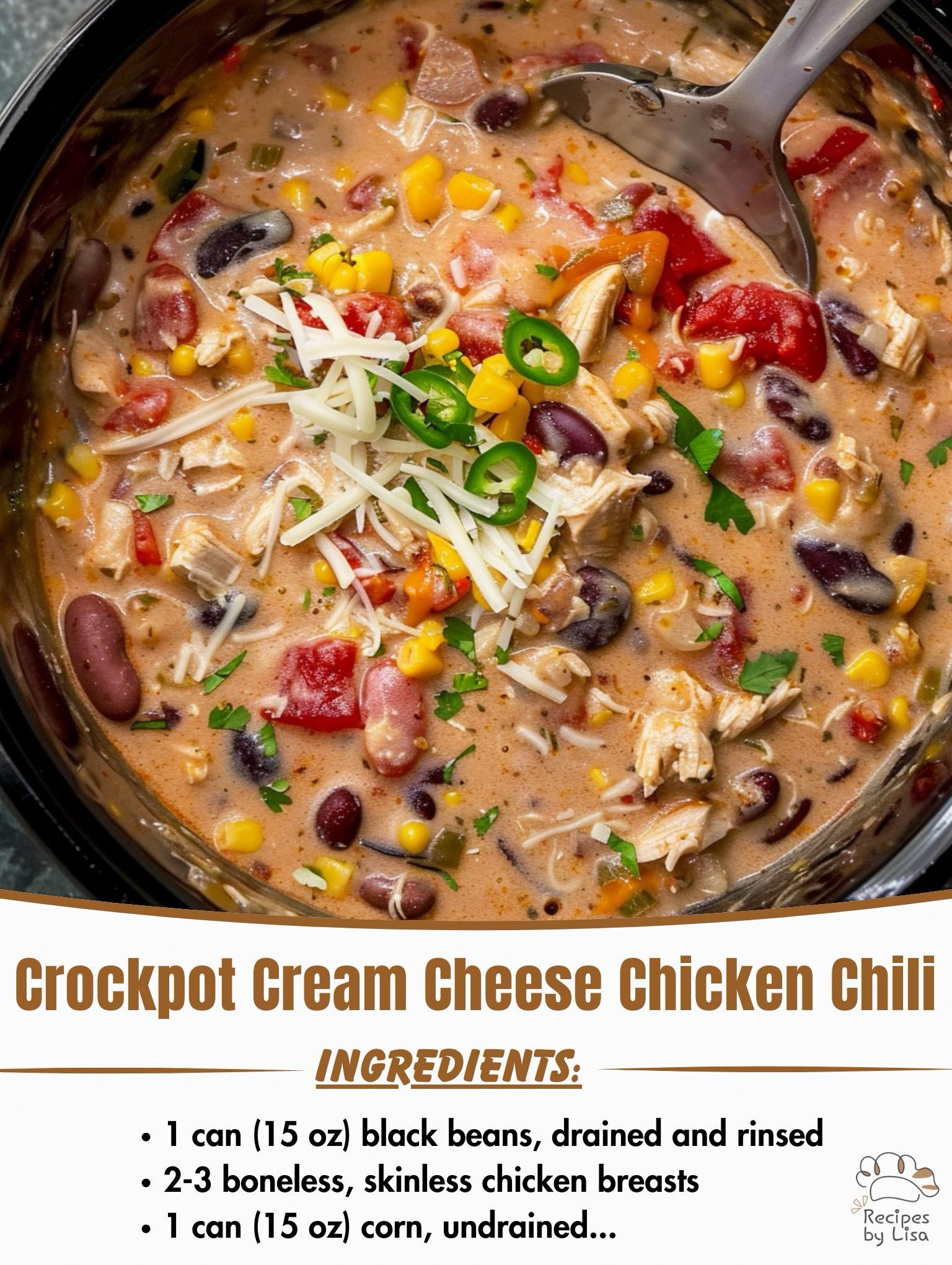 Crockpot Cream Cheese Chicken Chili – Warm, Cozy, and Creamy Comfort in a Bowl!