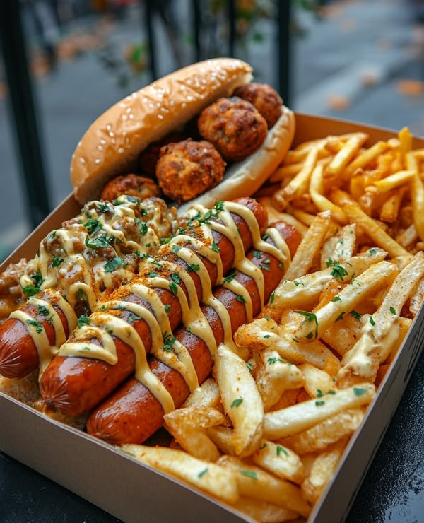 Chicken Wings, Hot Dogs, and Fries