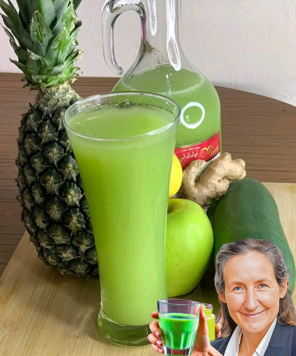 Revitalize Your Skin, Hair, and Health with This Power Smoothie: Cucumber, Lime, Ginger, Apple, and Pineapple.