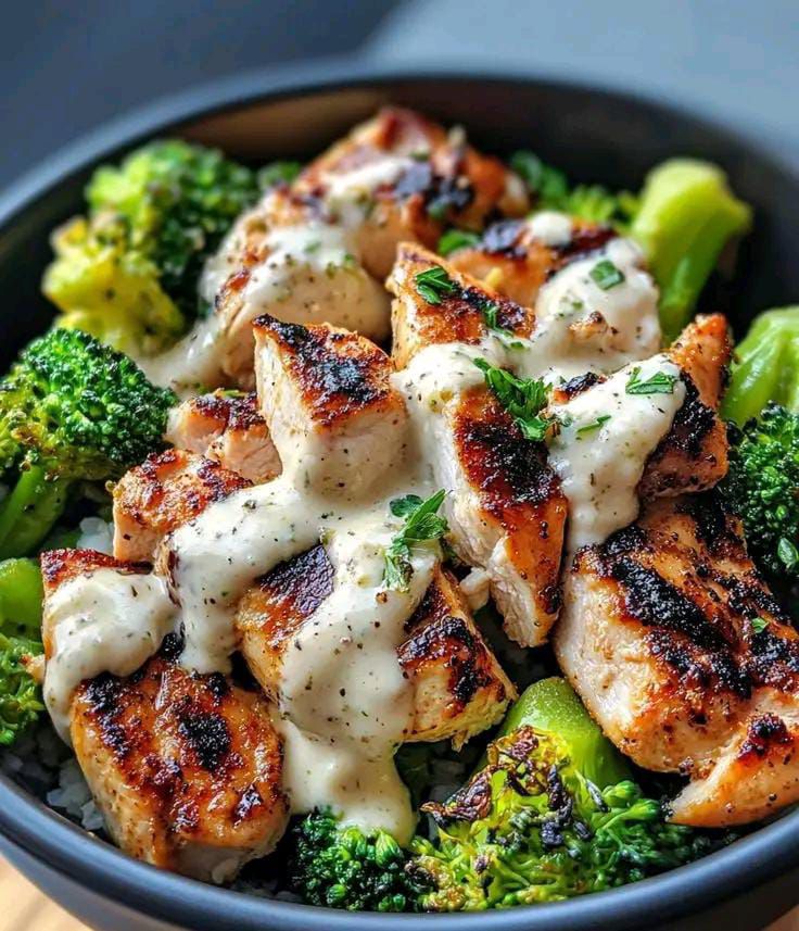 Grilled Chicken with Garlic Parmesan Sauce & Roasted Broccoli Ingredients: