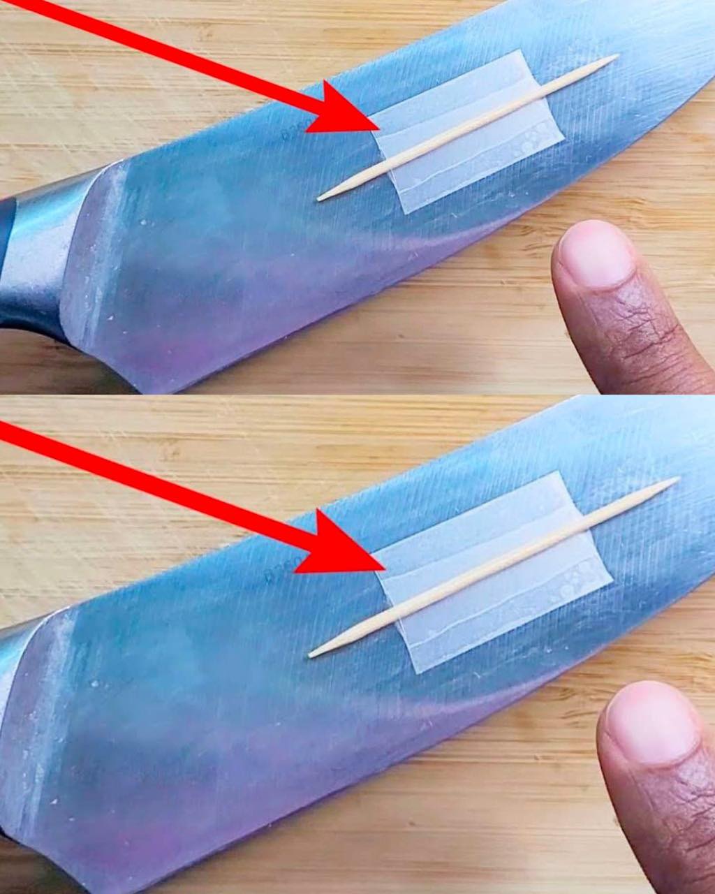 I discovered why chefs always put a toothpicks on the knife blade and since then I have not been able to do without this trick.