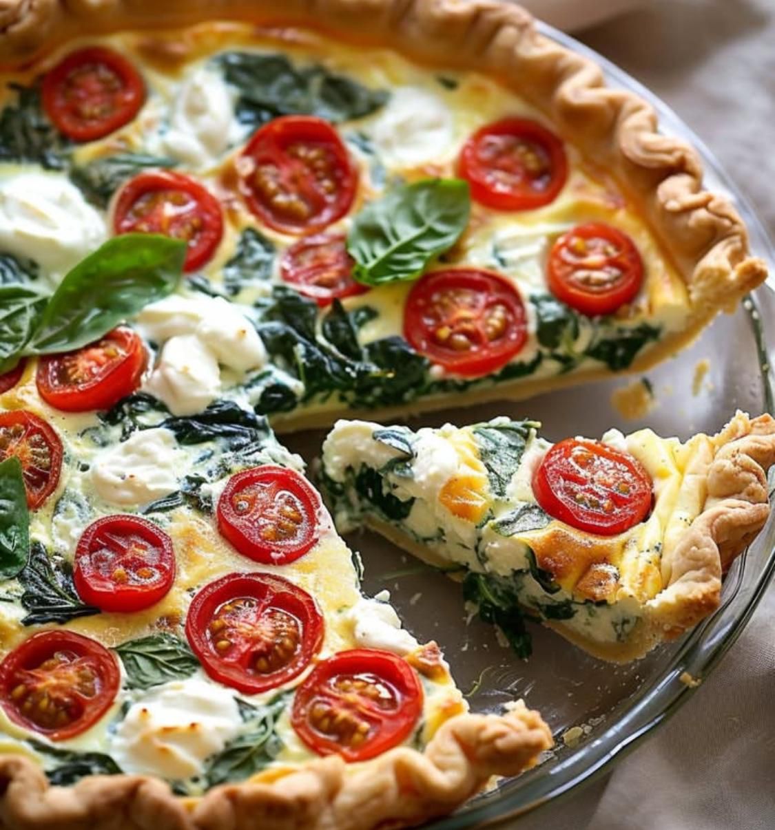 Spinach Tomato and Goat Cheese Quiche