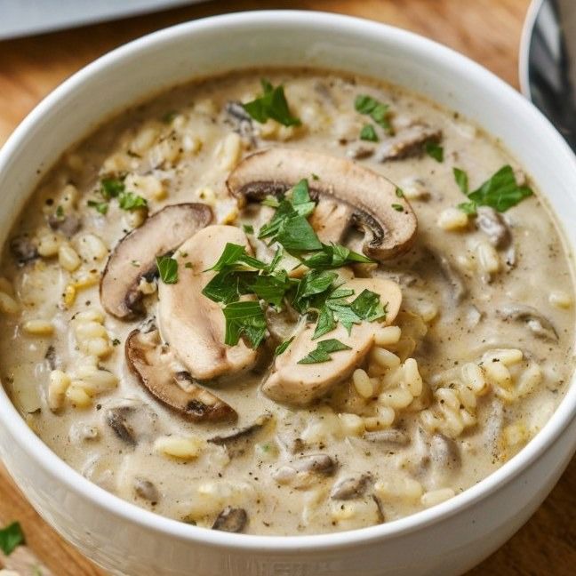 Creamy Mushroom Chicken and Wild Rice Soup