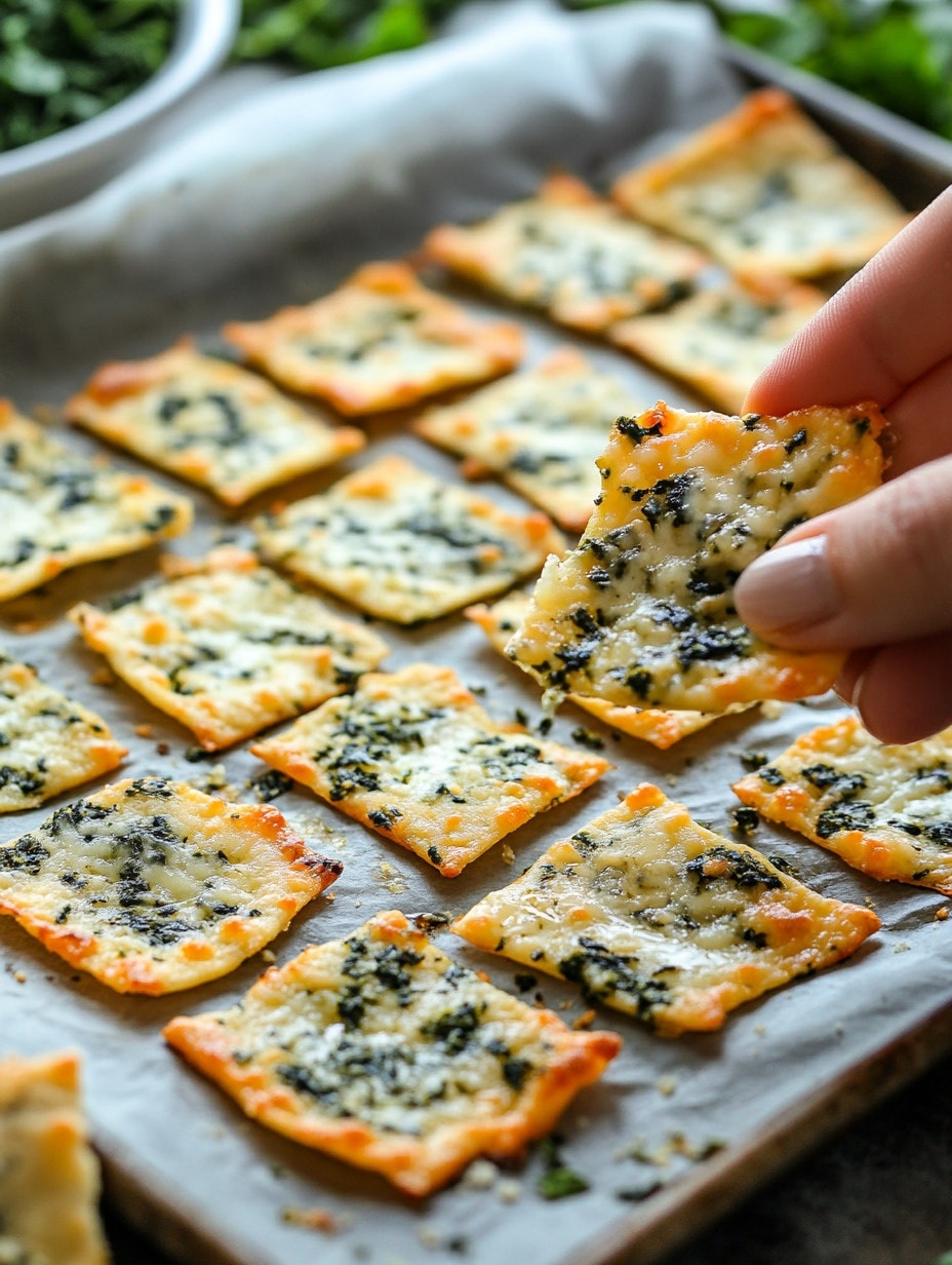 Spinach Dip Cheese Crisps