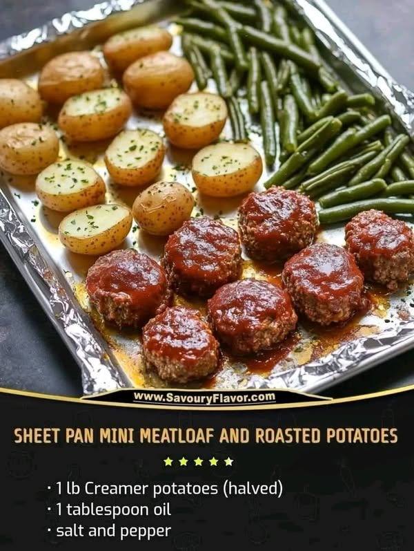 Sheet Pan Mini Meatloaf and Roasted Potatoes