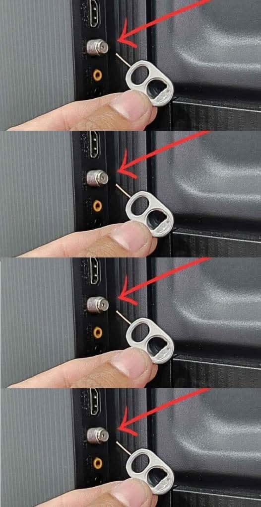 Why insert the tab of a can into the TV?