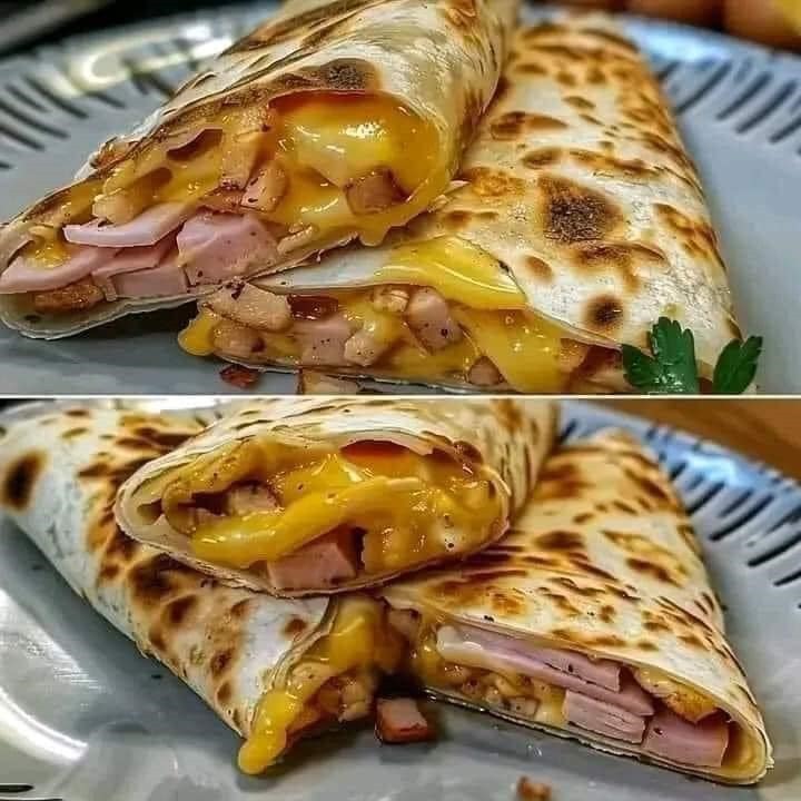 Hot Chicken Ham and Cheese Wraps