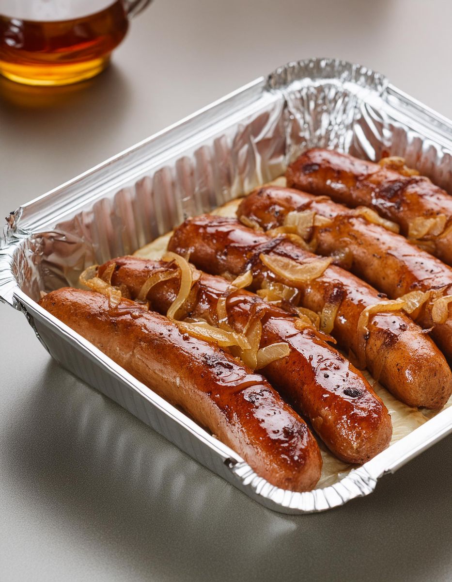 Oven-Braised Beer Brats with Caramelized Onions