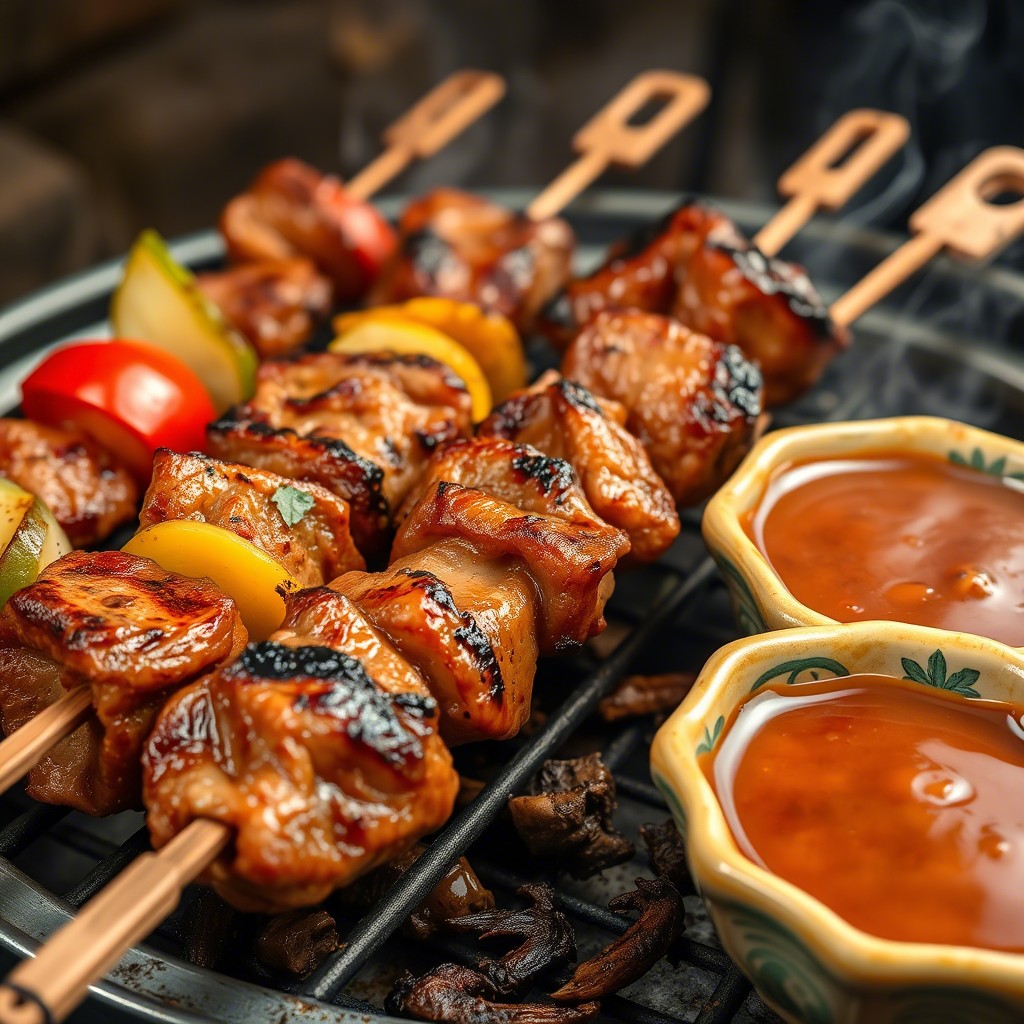 Fantastic shashlik with homemade shashlik sauce