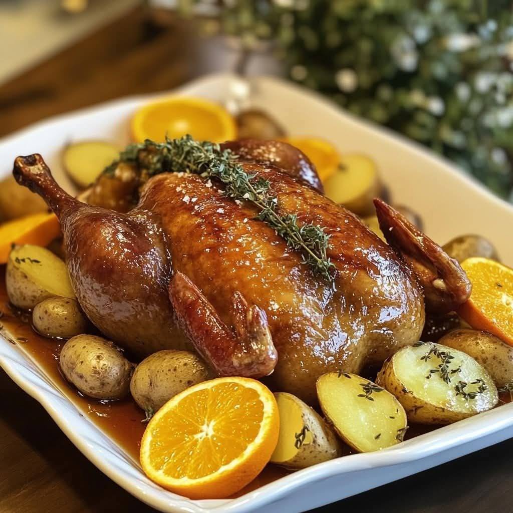 Roast duck with honey and orange