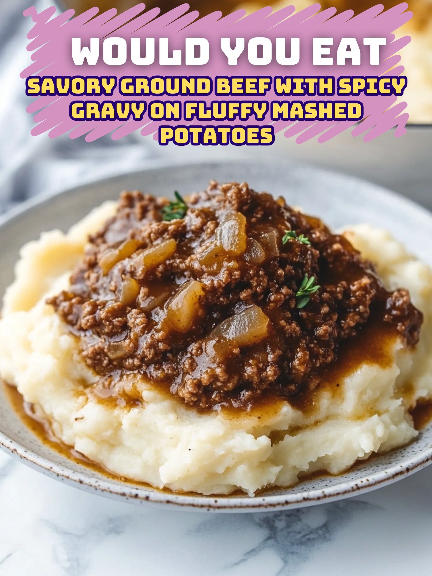 Savory Ground Beef with Spicy Gravy on Fluffy Mashed Potatoes