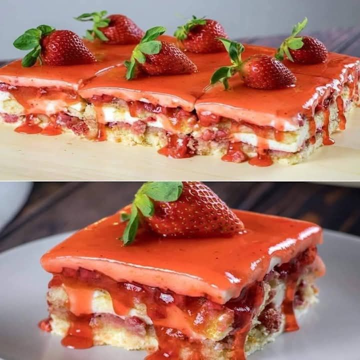 Very easy to prepare mousse-like strawberry cake