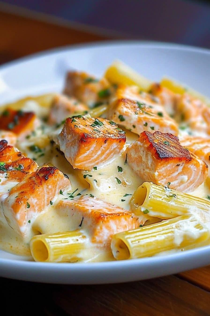 Creamy Salmon Pasta with Rigatoni