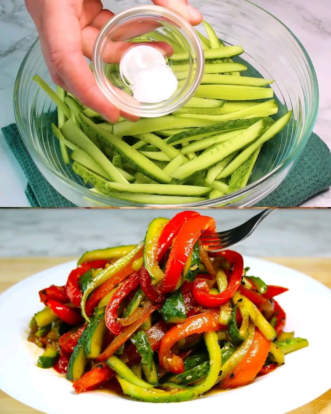 Sesame Bell Pepper and Cucumber Salad