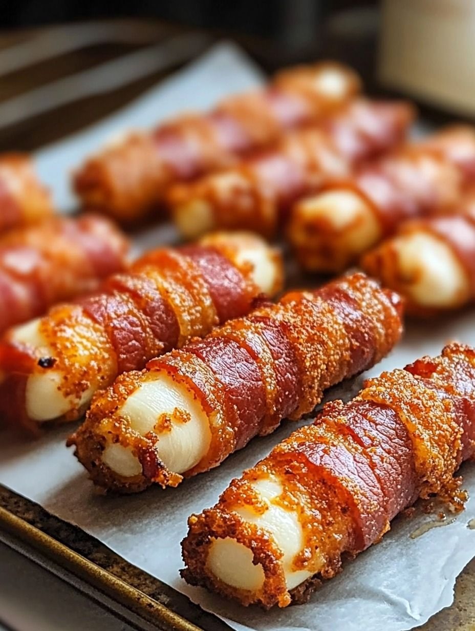 Nashville Hot Bacon Wrapped Mozzarella Sticks