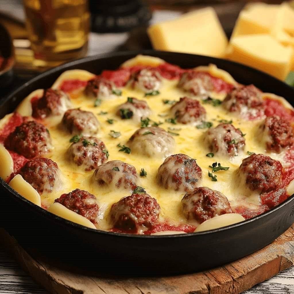 Potatoes with Meatballs And Cheese