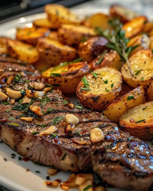 Garlic Butter Steak and Potatoes 🥩🥔