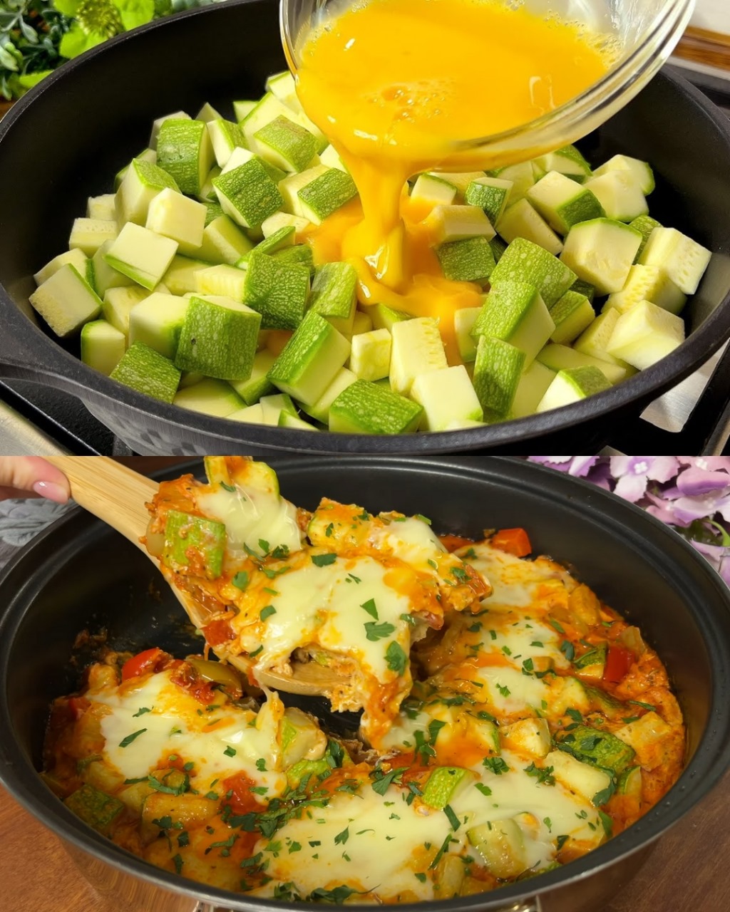 Zucchini and Vegetable Frittata with Mozzarella and Greek Yogurt