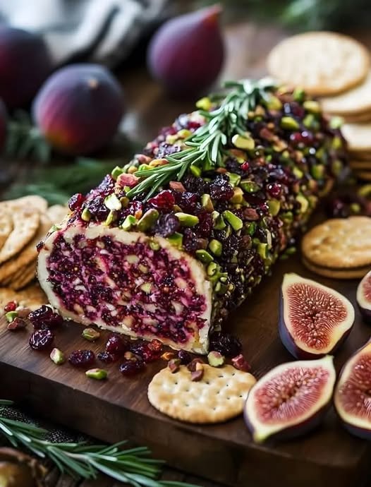 Cranberry Pistachio Fig Cheese Log