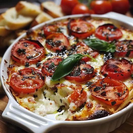 Tomato and Three Cheese Bruschetta Dip🧀🍅🌿
