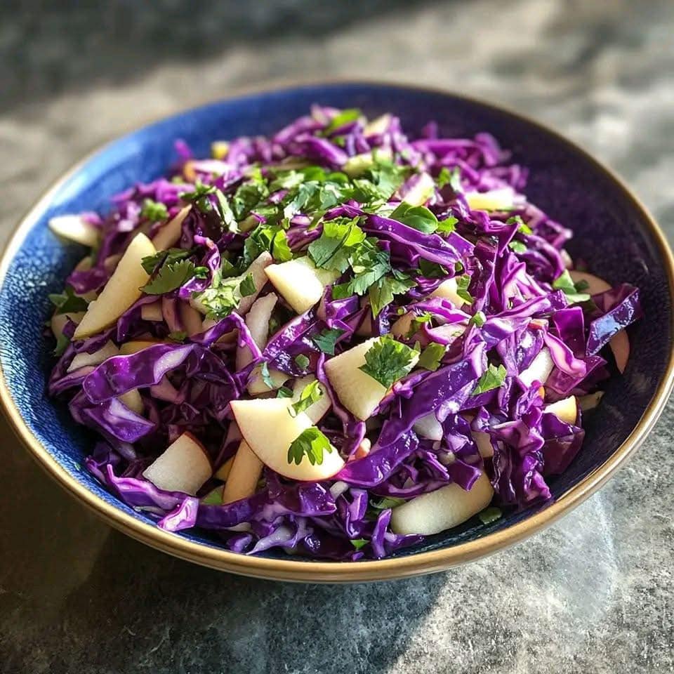 Purple Cabbage & Apple Slaw with Creamy Tahini-Lime Dressing