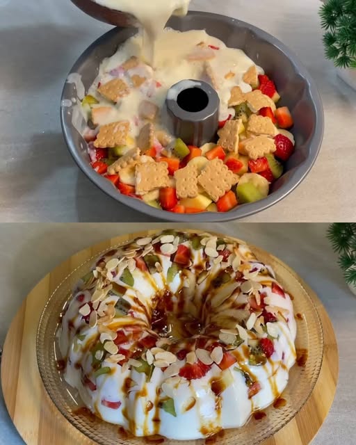 Fruit and Caramel Pudding Dessert