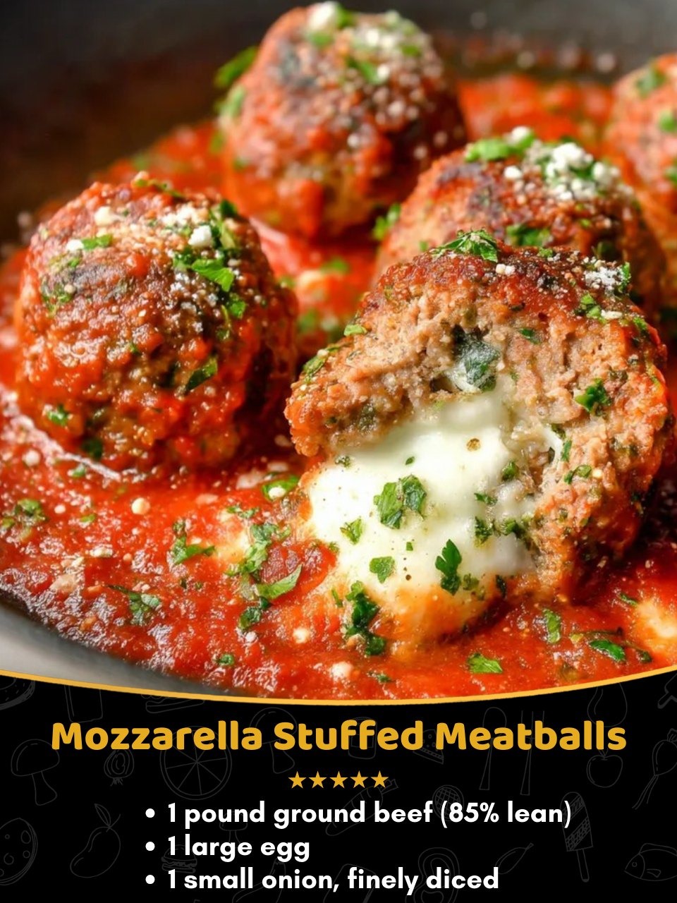 Mozzarella Stuffed Beef Meatballs