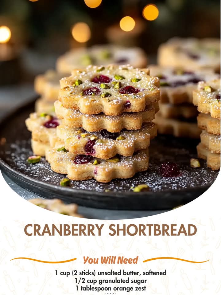Cranberry Pistachio Shortbread Cookies