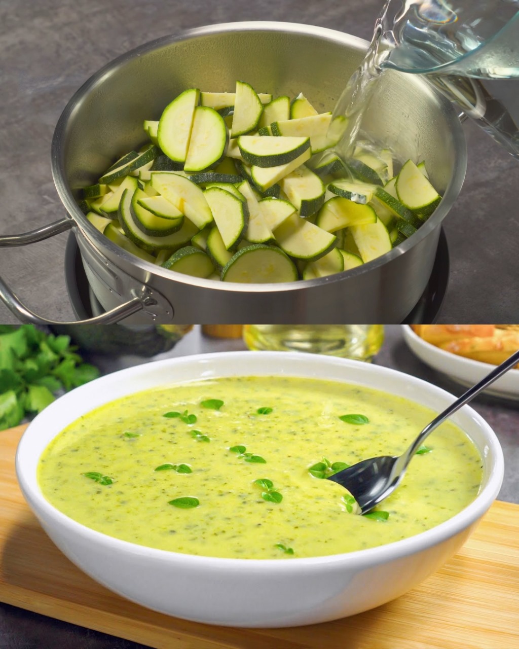 Make a real delicacy of zucchini for lunch or dinner – a tender, mouthwatering and very tasty creamy soup!