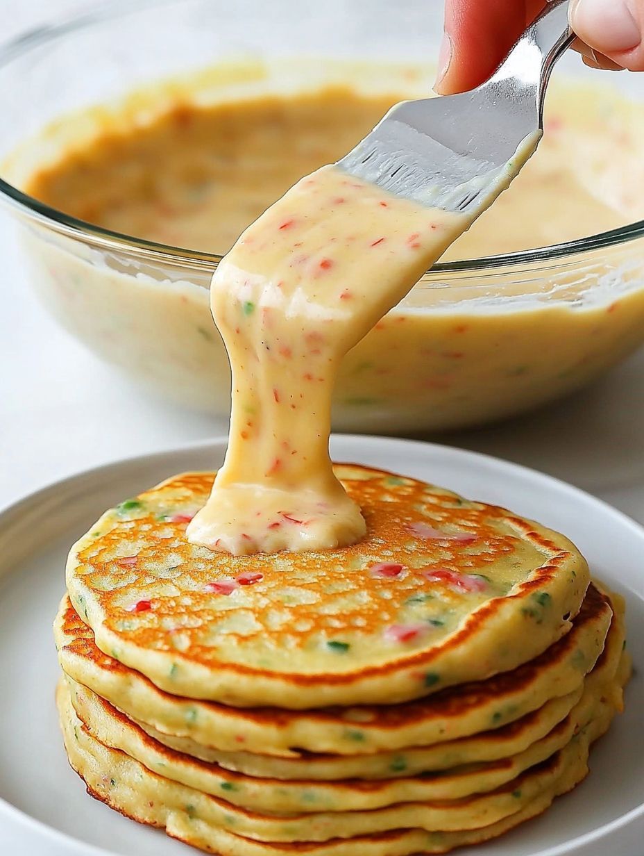 Made these savory pancakes for brunch today – a total hit with the whole family!