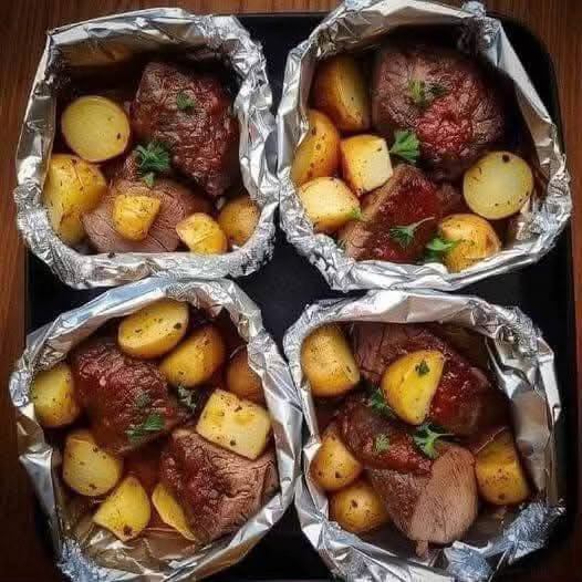 Garlic Steak and Potato Foil Packets
