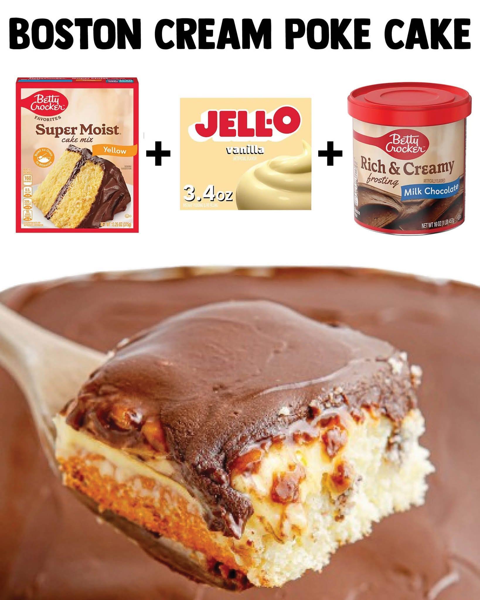 Boston Cream Poke Cake