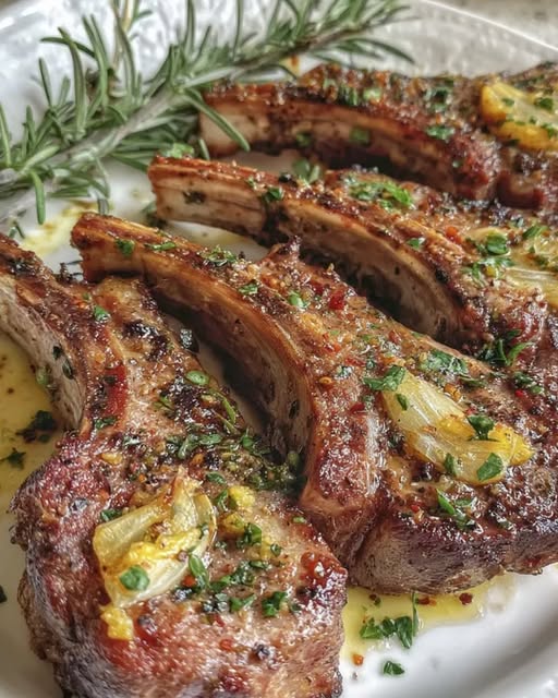 Lamb chops with garlic and rosemary