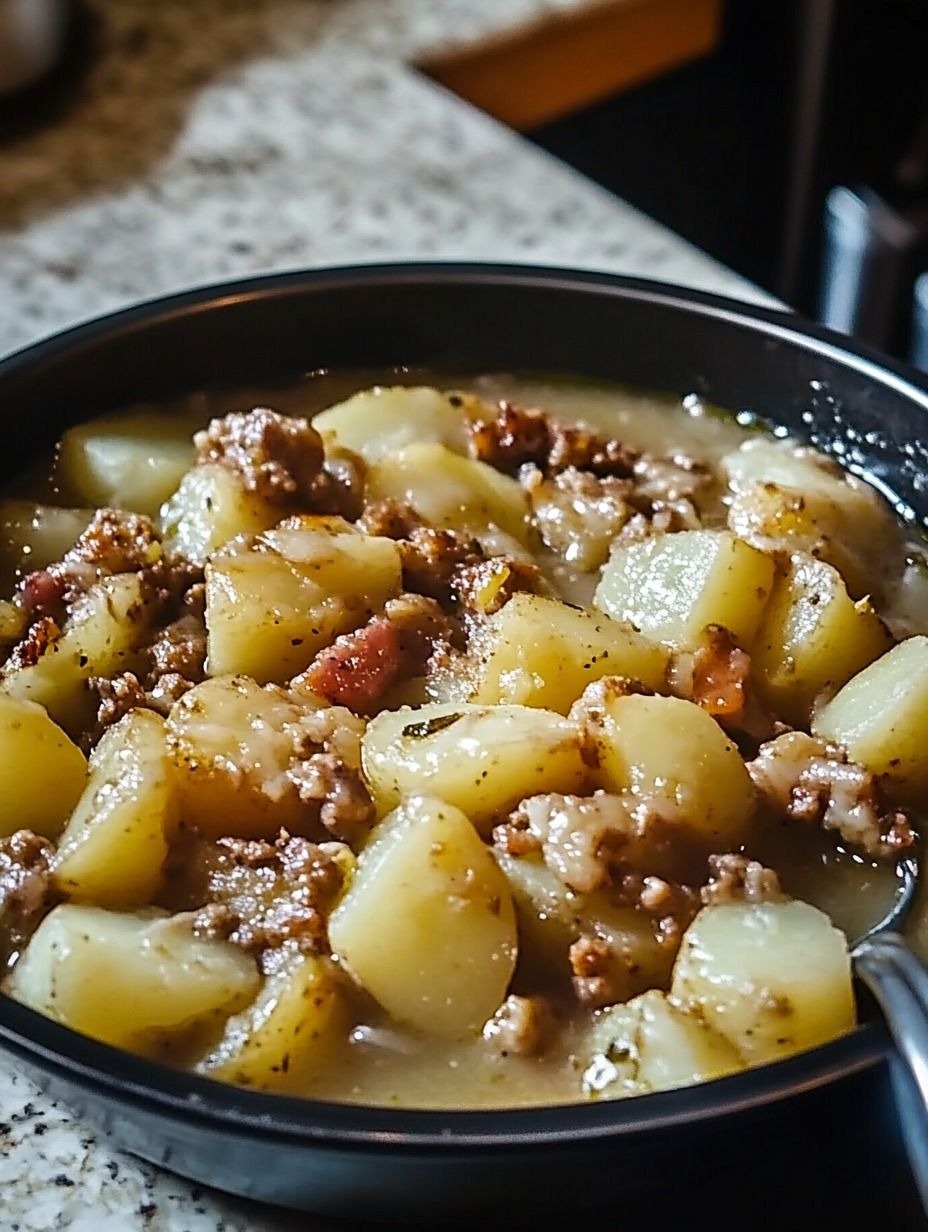 Fried Potatoes With Green Chile Poured