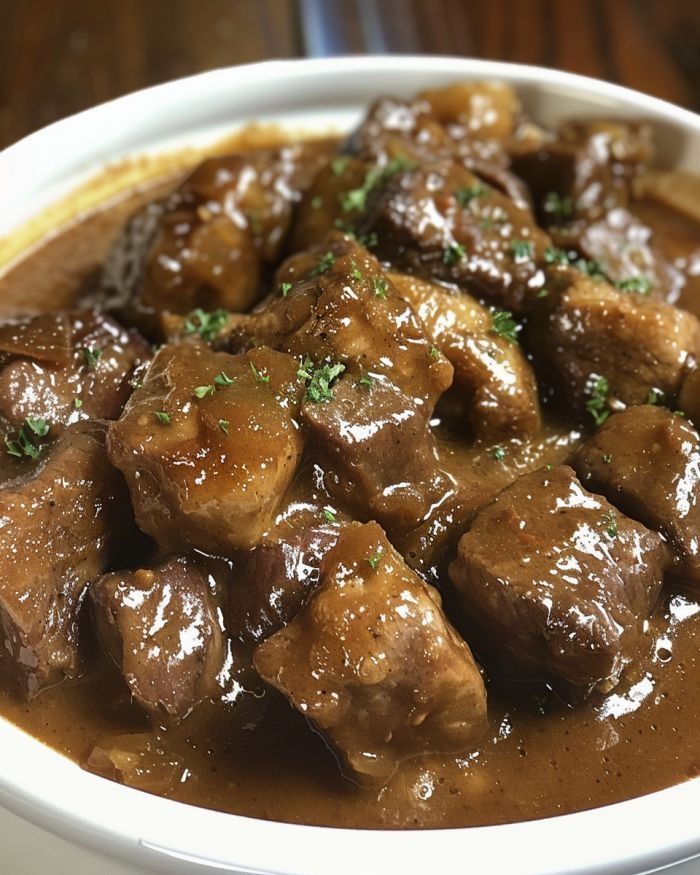 Slow Cooker Beef in Onion Gravy