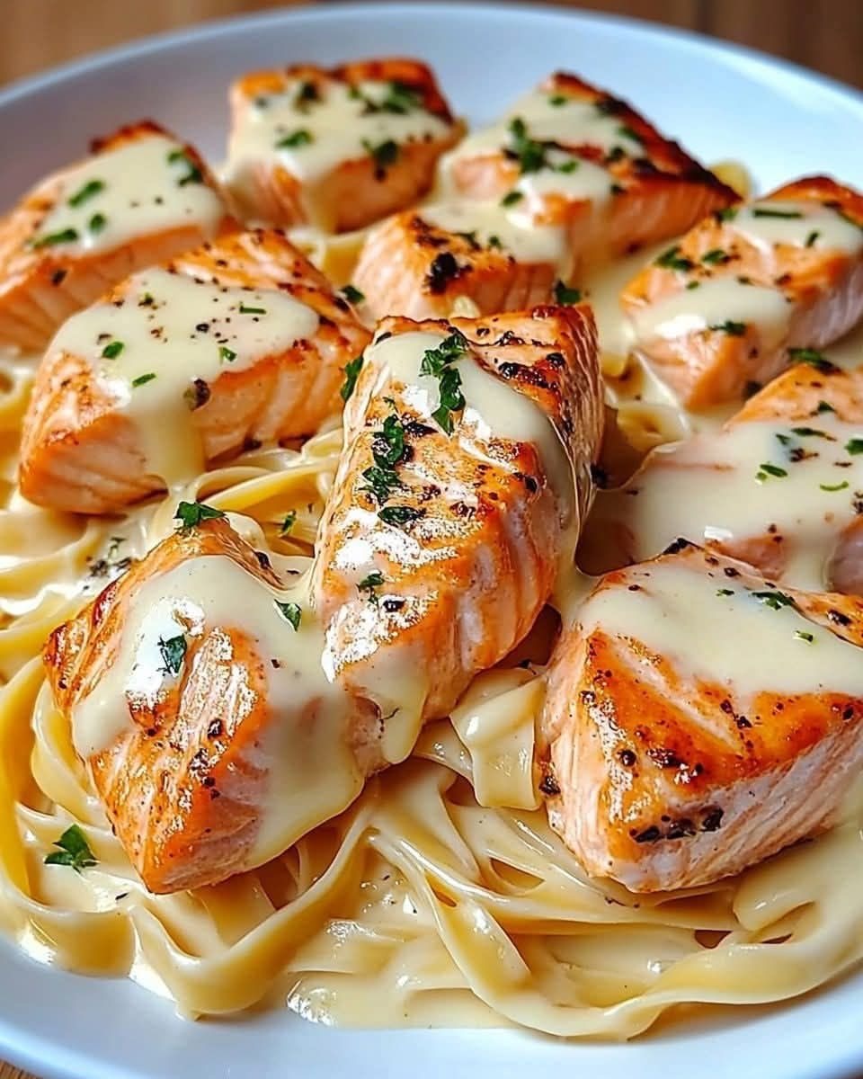Creamy Garlic Butter Salmon Pasta