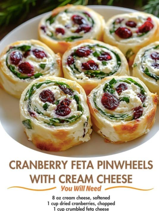 Holiday Cranberry Feta Pinwheels with Cream Cheese