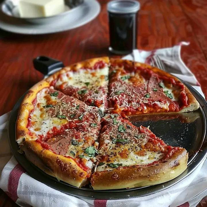 HOMEMADE CHICAGO-STYLE DEEP DISH PIZZA